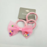 Net Bow With Colorful Beads Kids Hair Ties