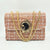 Classy Double Color Jute With Golden Solid Chain Hand Bag