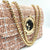 Classy Double Color Jute With Golden Solid Chain Hand Bag