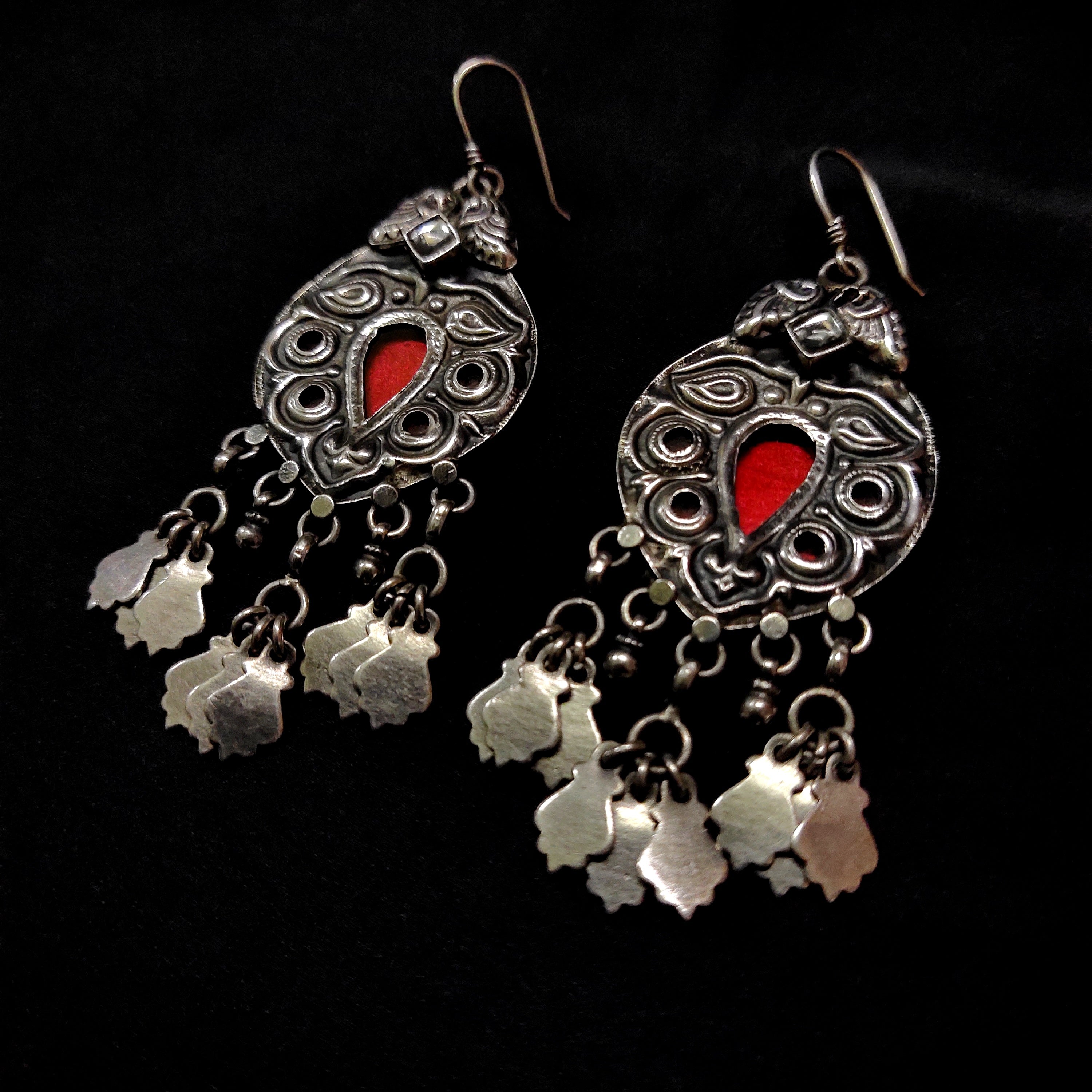 Handmade Art Deco Style Filigree Design In Solid 925 Silver Hook Earring