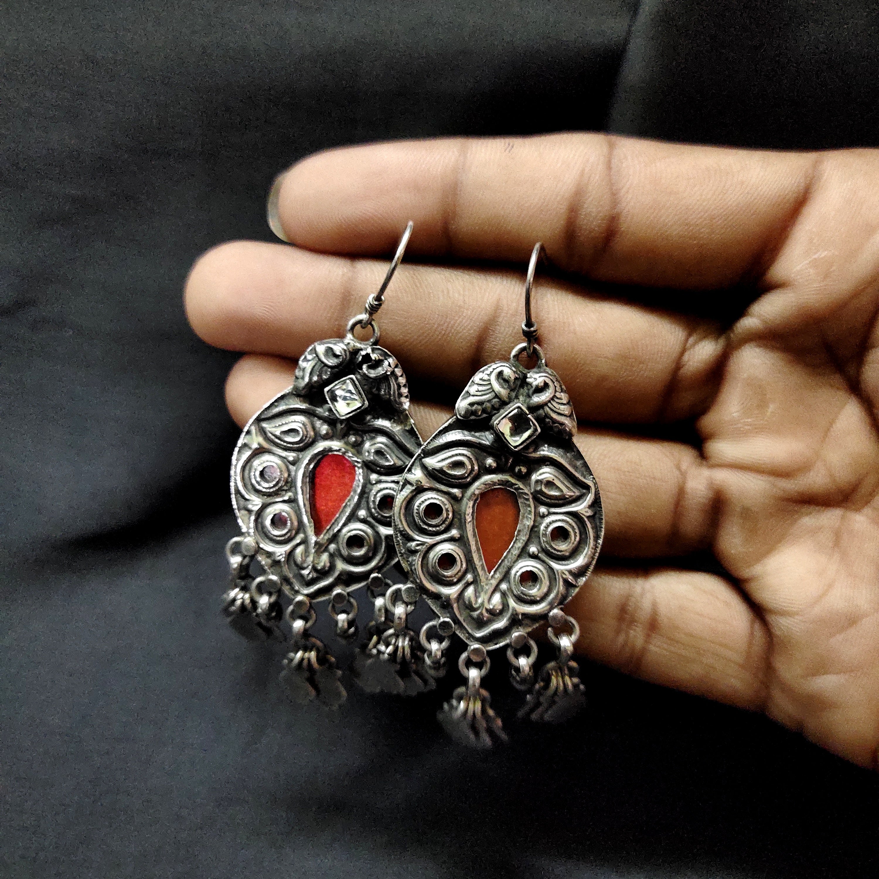 Handmade Art Deco Style Filigree Design In Solid 925 Silver Hook Earring