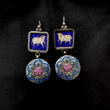 Beautiful Cow Print With Flower Design Dangle Solid 925 Silver Earring