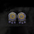 Handmade Antique Circle Design Blue & Yellow Solid 925 Silver Earring