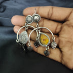 Amazing Antique Chandelier Style Three Leaf In Solid 925 Silver Earring