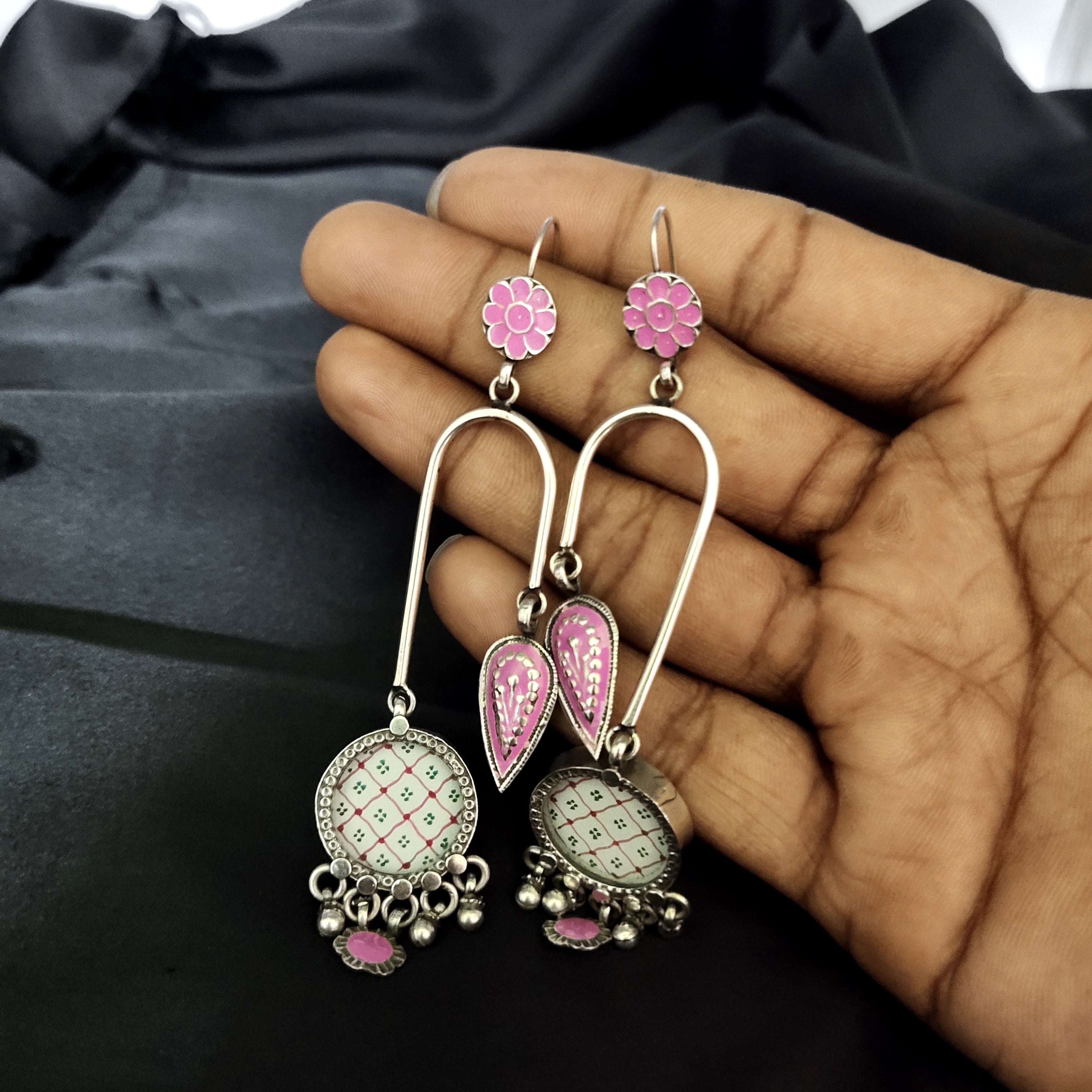 Handmade Unique U Shape Chandelier Style Solid 925 Silver Earring