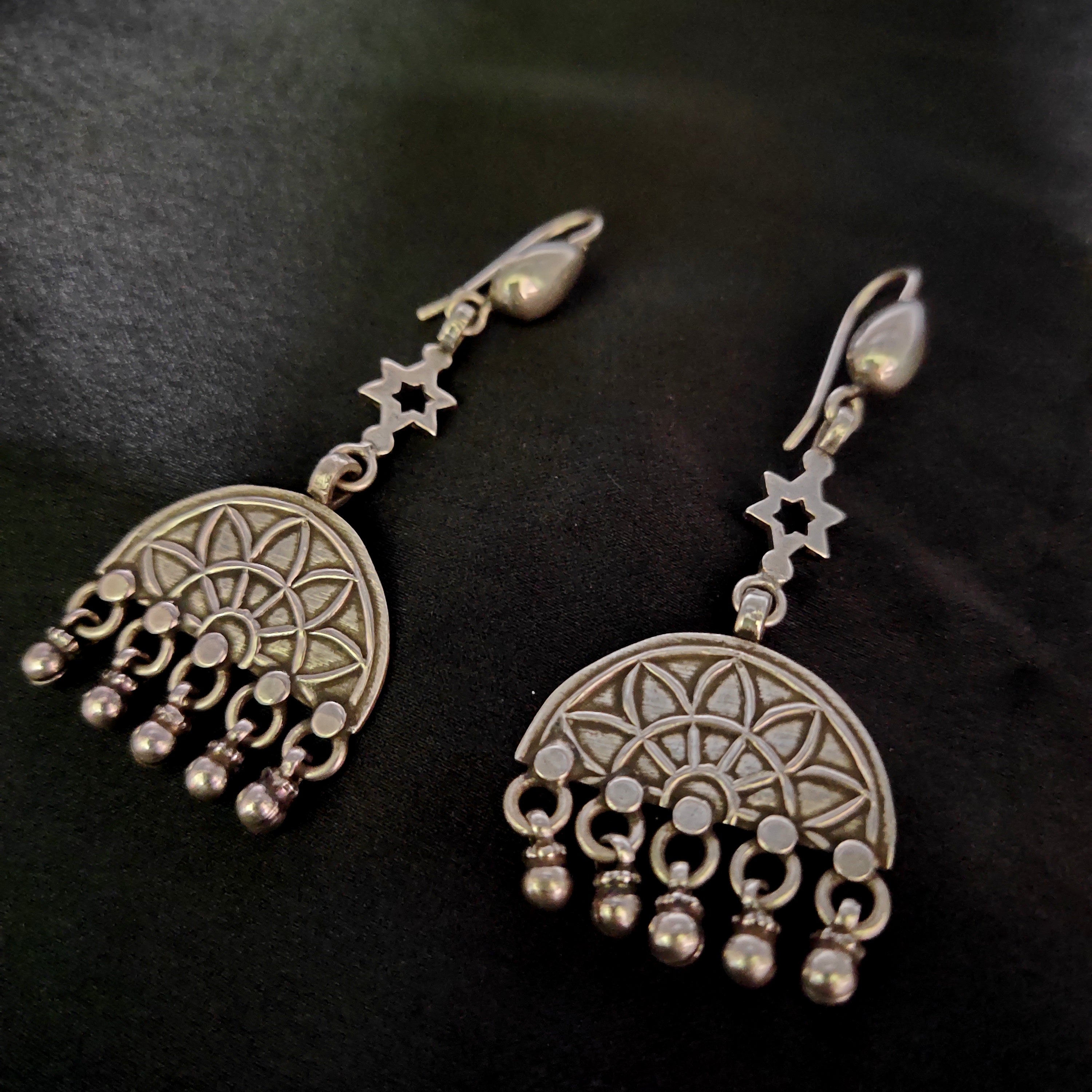 Antique Simple Handmade Ghungroo Solid 925 Silver Hook Earring