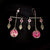 Antique Cross Design With Pink Circle & Flower Solid 925 Silver Earring