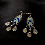 Antique Handmade Insect Design Triple Dangle Solid 925 Silver Earring