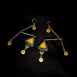 Geometric Antique Design Yellow Triangle Solid 925 Silver Earring