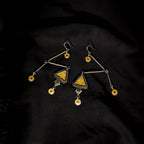 Geometric Antique Design Yellow Triangle Solid 925 Silver Earring