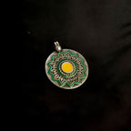 Handmade Antique Circle Flower Design In Solid 925 Silver Pendant