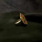 Handmade Hexagon Shape Yellow, Green & Blue 925 Solid Silver Adjustable Ring