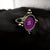 Antique Circle With Purple & White Flower Print Solid 925 Silver Adjustable Ring