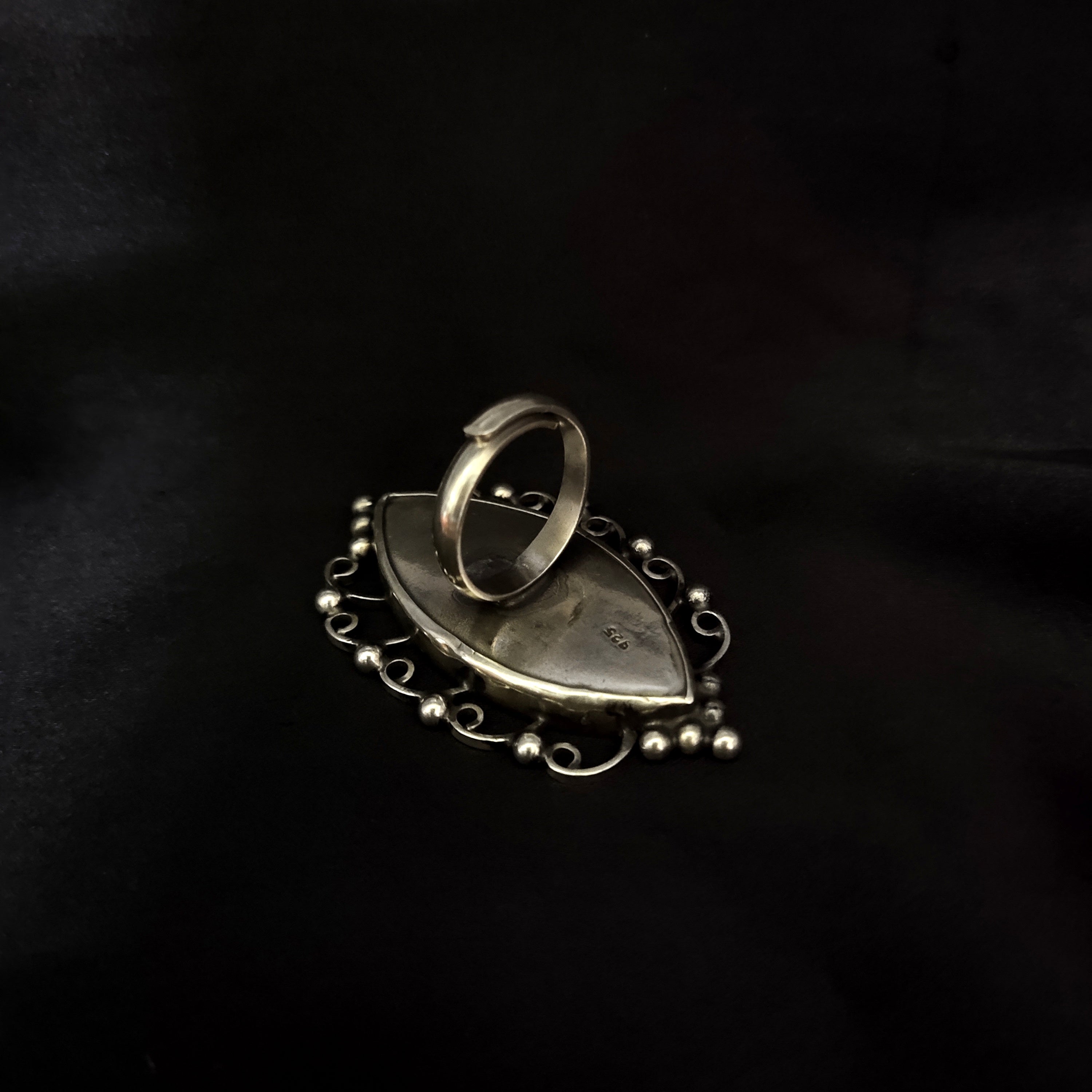 Amazing Antique Marquise Shape Filigree Design Solid 925 Silver Adjustable Ring