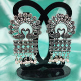 Traditional Double Side Peacock & Flower Design Earrings