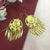 Pure Golden Leaf Dangle Flower Circle Hook Earrings