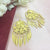 Pure Golden Leaf Dangle Flower Circle Hook Earrings