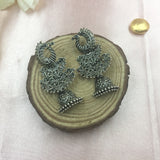 Black Oxidised Peacock Filigree Design Jhumka Earrings