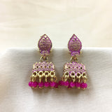 Royal Antique Pink Rectangle Jhumka Beads Earrings