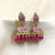 Royal Antique Pink Rectangle Jhumka Beads Earrings