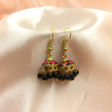 Golden With Colotful Enamel & Beads Earrings
