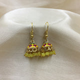 Traditional Enamel Print & Beads Jhumka Hook Earrings