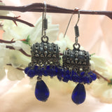 Rajwadi Square Jhumka Design With Blue Beads Earrings