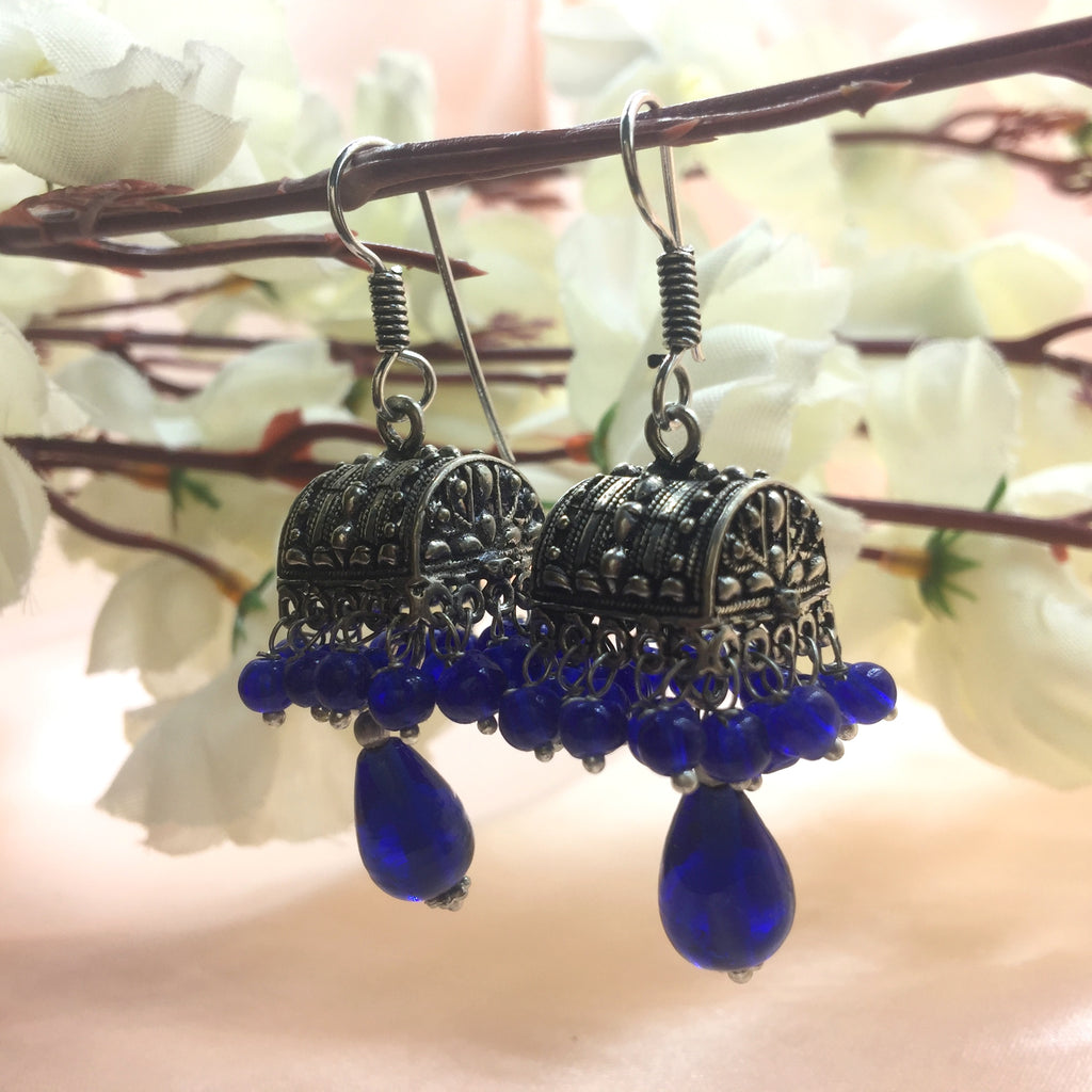 Buy online Blue Metal Jhumka Earring from fashion jewellery for Women by  Happy Stoning for ₹329 at 79% off | 2024 Limeroad.com