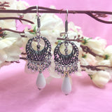 Handmade Vintage Circle With Teardrop Beads Earrings