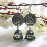 Art Deco Circle With Rajasthani Circle Jhumka Earrings