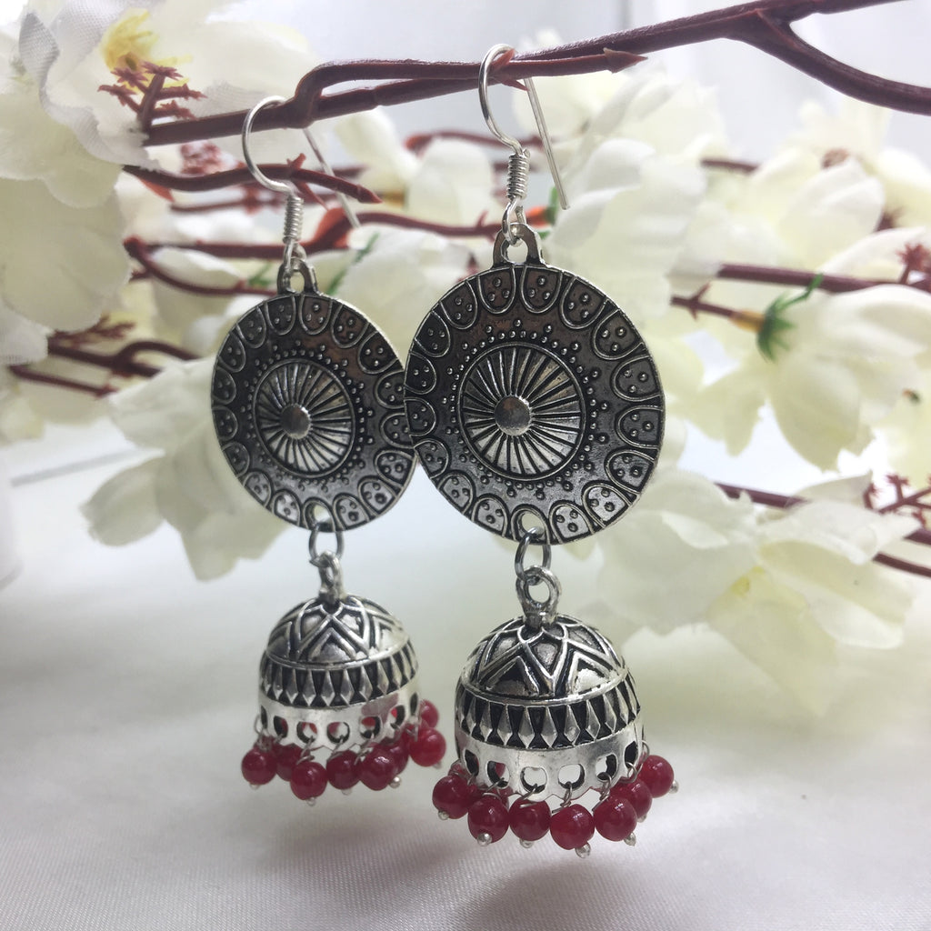 Beautiful Silver Gold Polish Traditional Jhumka Earrings