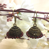 Dark Deep Golden Vintage Style Jhumka Hook Earrings