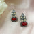 Oval & Marquise Shape Stone Solid Leaf Design Earrings