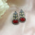 Oval & Marquise Shape Stone Solid Leaf Design Earrings