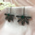 Old African Leaf With Round Stone Hook Earrings