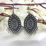 Old Traditional Black Marquise Shape Hook Earrings