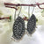 Old Traditional Black Marquise Shape Hook Earrings