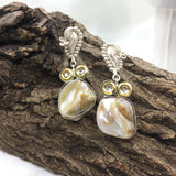 Amazing Beach Stone Peacock Face Earrings