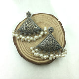 Old Gujarati Vintage Triangle Shape With White Beads Earrings