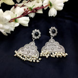 Dome Shape Stones Flower Classy Antique Beads Earrings