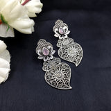 Floral Filigree Design Leaf Heart Shape Unique Earrings