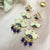 Beautiful Lotus Dangle With Beads & Enamel Earrings