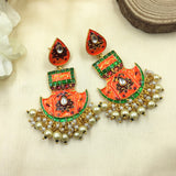 Royal Fully Enamel Kathiyawadi Style Silver Beads Earrings