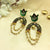 Antique U Shape With Double Beads Chain Enamel Earrings