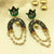 Antique U Shape With Double Beads Chain Enamel Earrings