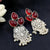 Three Pear Shape Stones Silver Beads Traditional Earrings