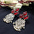 Three Pear Shape Stones Silver Beads Traditional Earrings