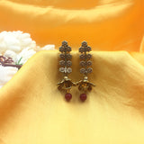 Long Flower Stick With Flower Jhumka Earrings