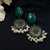 Huge Pear Shape Stone With Circle & Silver Beads Earrings