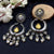 Old Vintage Era Style Half Moon Design Round Pearls Earrings